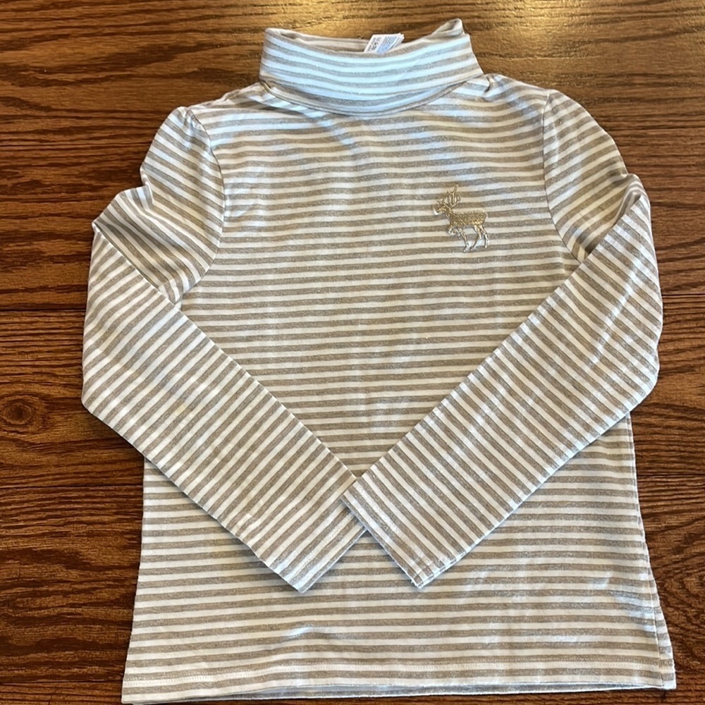 Palomino girls toddler turtleneck cotton stretch top striped lurex gold 4T - Picture 9 of 9